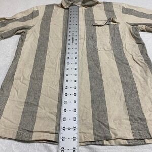 Zara Tan and grey striped shirt Men medium short sleeves. SKU194#stripedpolo